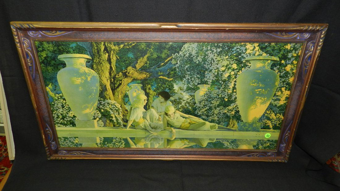 Original Maxfield Parrish framed print titled "Garden: Original Maxfield Parrish framed print titled "Garden of Allah, period frame, This beautiful print has been professionally mounted with acid free backing and UV protective glass