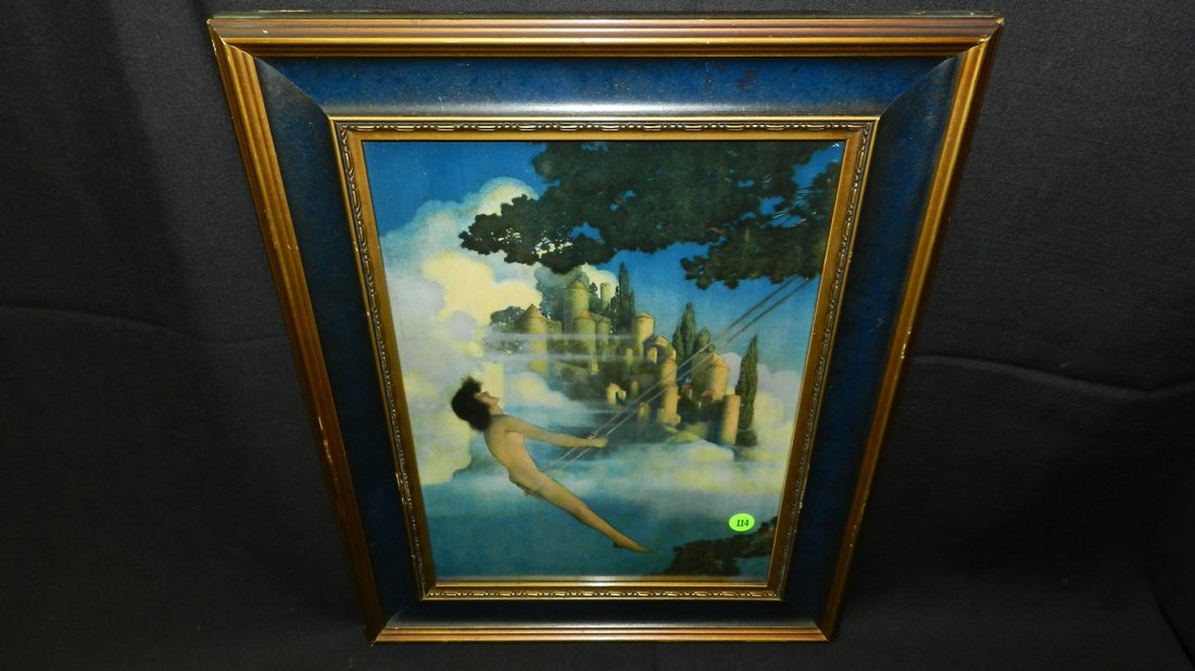 Original Maxfield Parrish framed print titled "The: Original Maxfield Parrish framed print titled "The Dinky-Bird", period frame, This beautiful print has been professionally mounted with acid free backing and UV protective glass