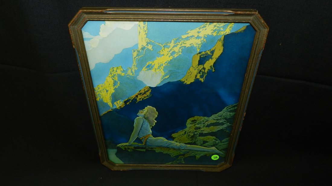 Original Maxfield Parrish framed print titled "Wild: Original Maxfield Parrish framed print titled "Wild Geese" labeled on back, original backing