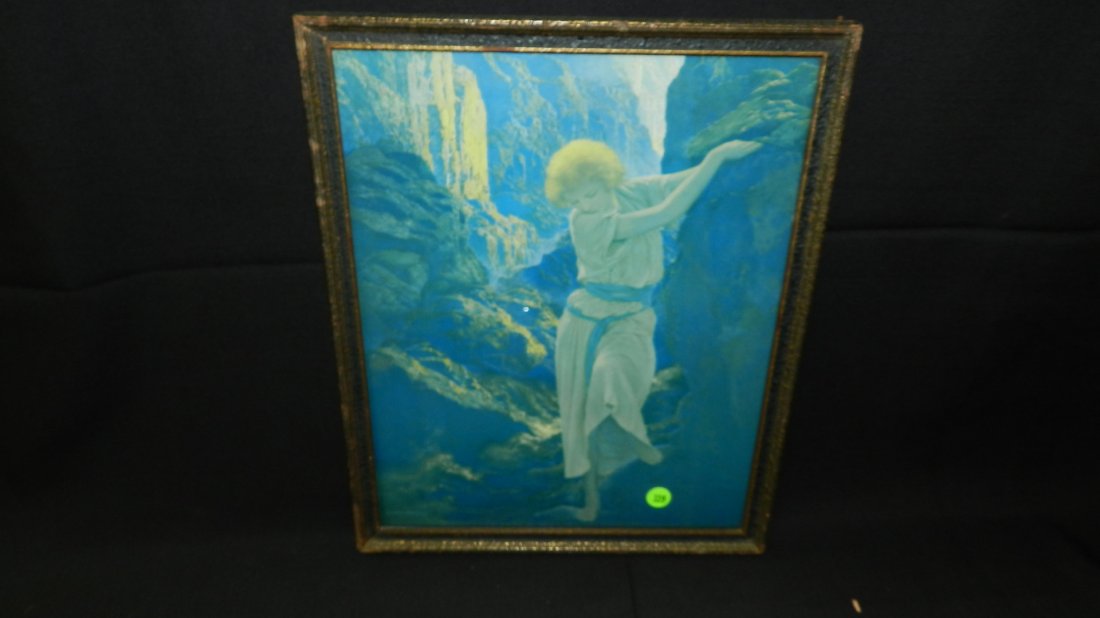 Original framed Maxfield Parrish print titled "The: Original framed Maxfield Parrish print titled "The Canyon" in period frame