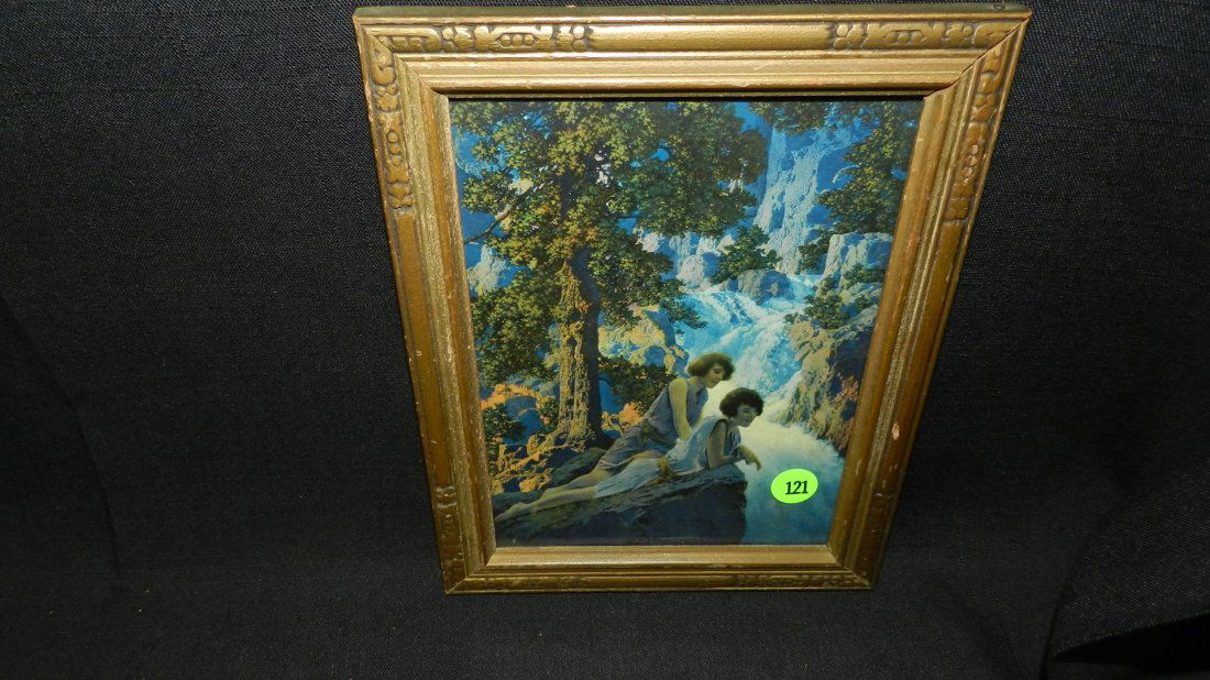 Original Maxfield Parrish framed print titled: Original Maxfield Parrish framed print titled "Waterfall" in period frame