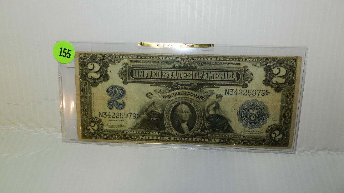 1899 Silver Certificate two dollar bill note, not rated: 1899 Silver Certificate two dollar bill note, not rated