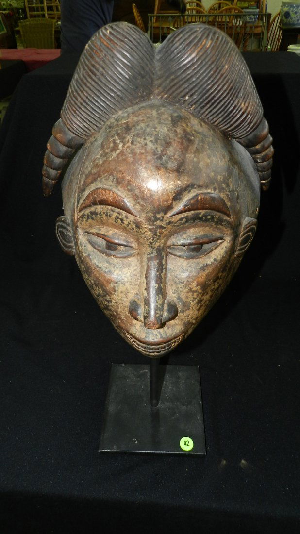 Unique hand carved African? carved mask, woman's head, (1 of 6)