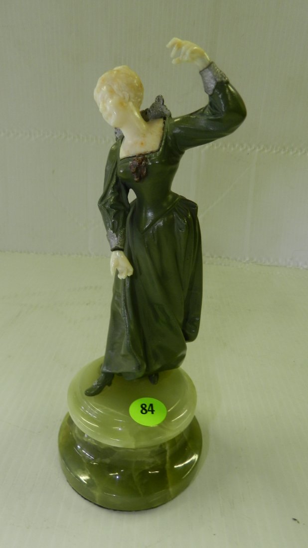 Art deco woman sculpture on marble base. COND VG (1 of 5)