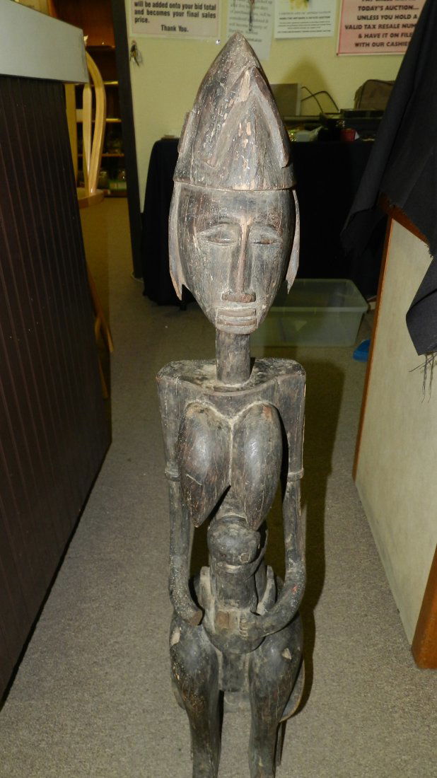 Large African Dogon tribal carving of a seated woman (1 of 5)