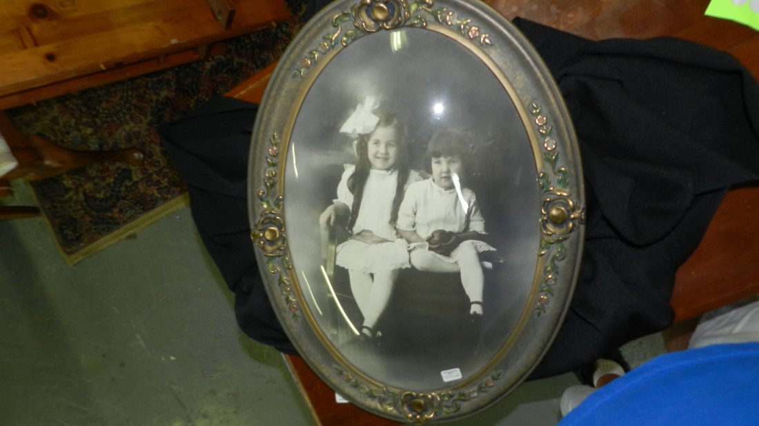 6) Nice, antique, convex glass, oval, carved picture (1 of 4)