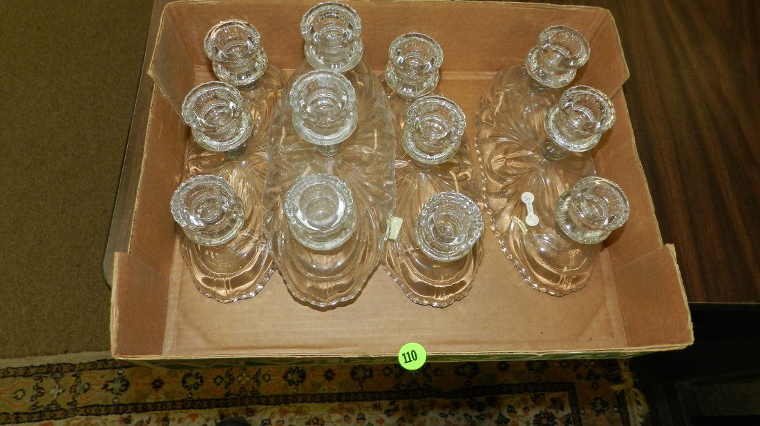 group of Cambridge tri candlestick holders, cond VG (1 of 2)