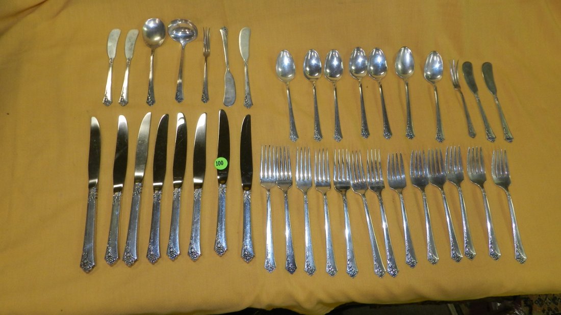 group of sterling silver flatware set, "Damask Rose": group of sterling silver flatware set, "Damask Rose" Oneida, no tray