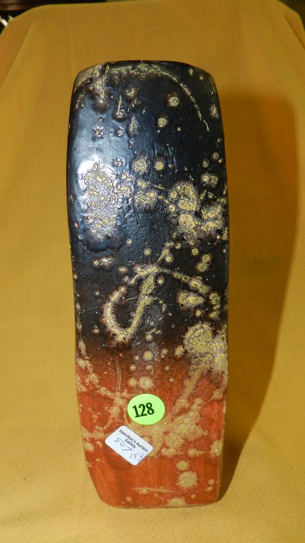 Nice Mid Century Modern Fantoni Italian Painted Vase: Nice Mid Century Modern Fantoni Italian Painted Vase Raymor, with drip glaze cond VG