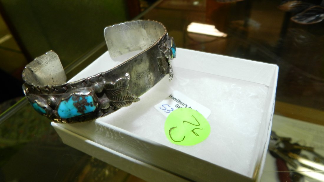 Nice vintage Native American silver and turquoise watch: Nice vintage Native American silver and turquoise watch band