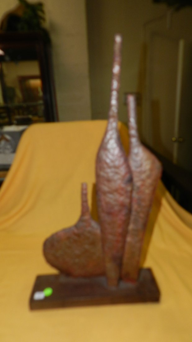 147) Unique Mid Century modern, Fantoni Firenze Raymor: 147) Unique Mid Century modern, Fantoni Firenze Raymor Italy sculpture of bottles, stamped on wood base