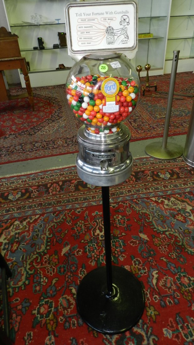 Vintage Ford gumball machine floor model, with ford: Vintage Ford gumball machine floor model, with ford gum, sign topper (loose) coin op, special shipping required