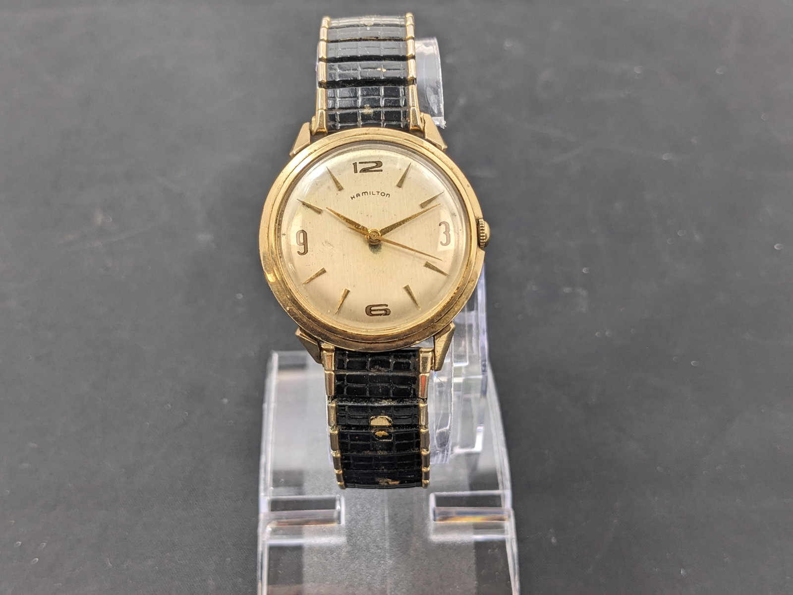 Hamilton Whitman 1950's Wristwatch 10K gold filled. Original band. Watch is working.: Hamilton Whitman 1950's Wristwatch 10K gold filled. Original band. Watch is working.