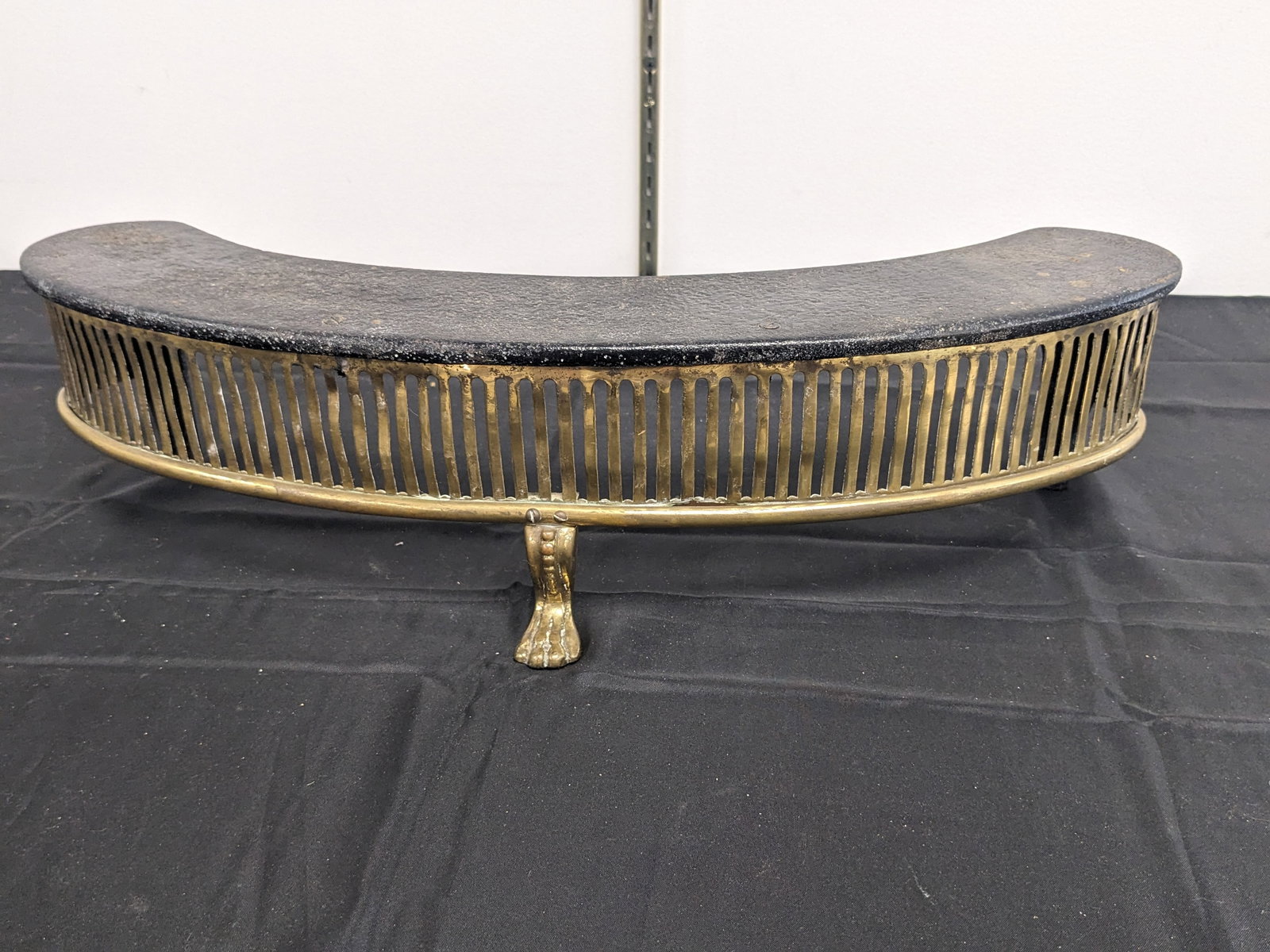Brass Fireplace Fender: Antique Curved Brass Fireplace Fender - 22" wide x4" deep
