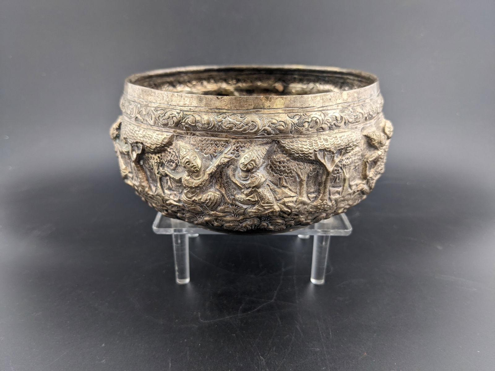 Thai Khantoke Repousse Silver Bowl (1 of 9)