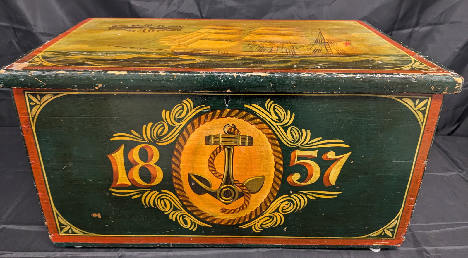 Seaman's Painted Chest: Seaman's Painted Chest 26 1/2 x 16x13 1/2