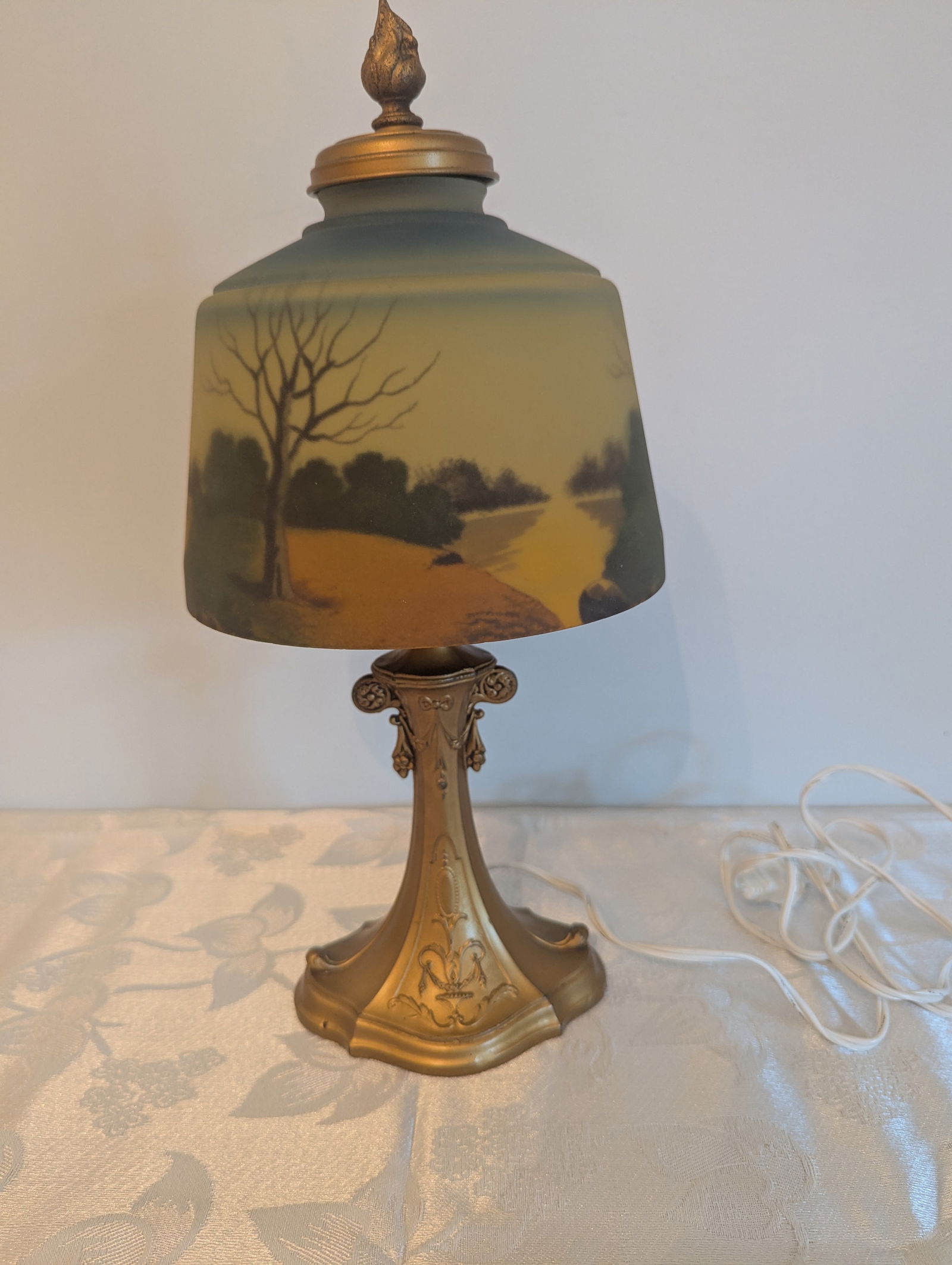 Antique Reverse Painted Lamp (1 of 12)