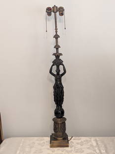 French Empire-style Bronze Figural Table Lamp: French Empire-style Bronze Firgural Table ; 5.5" x 38"