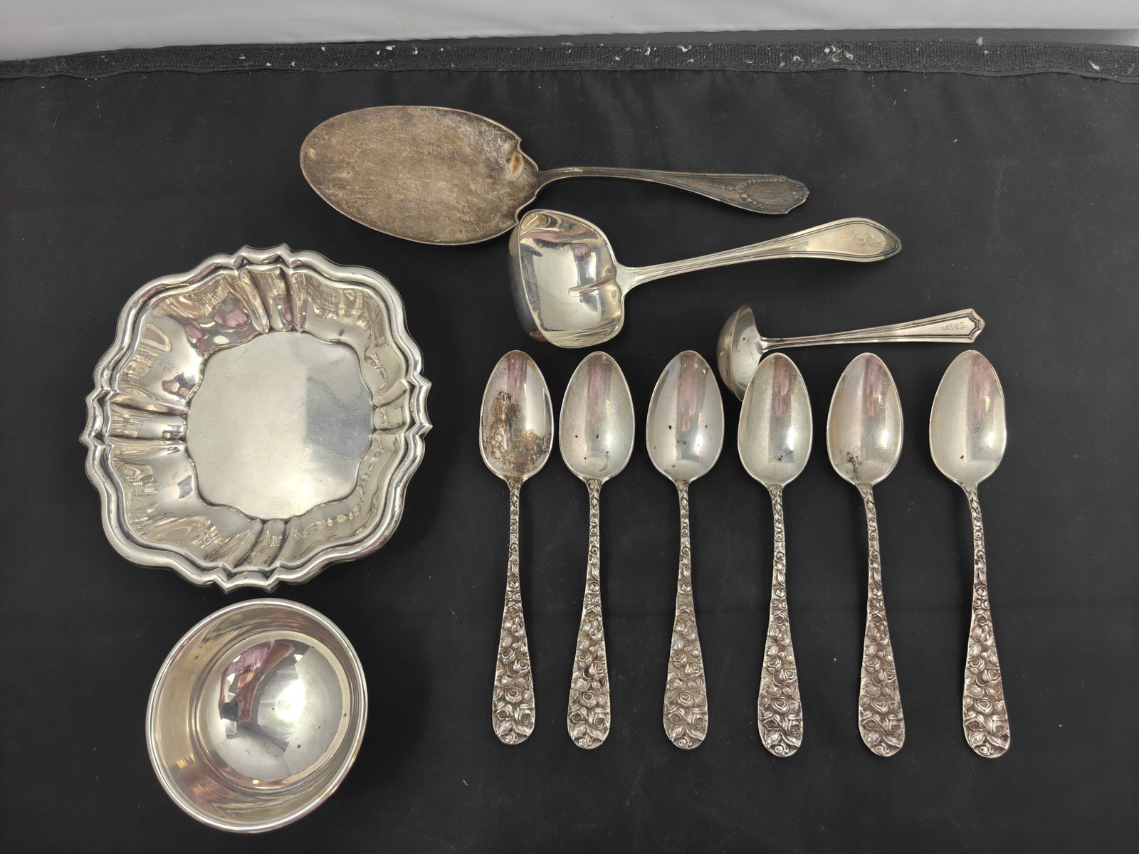 Sterling Lot 10 pieces marked sterling,1 small bowl marked 800 (1 of 10)