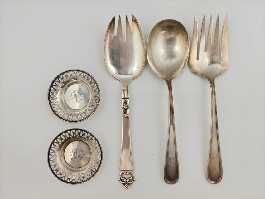 Group of Sterling Silver Serving Utensils & Monogrammed Dishes (1 of 14)