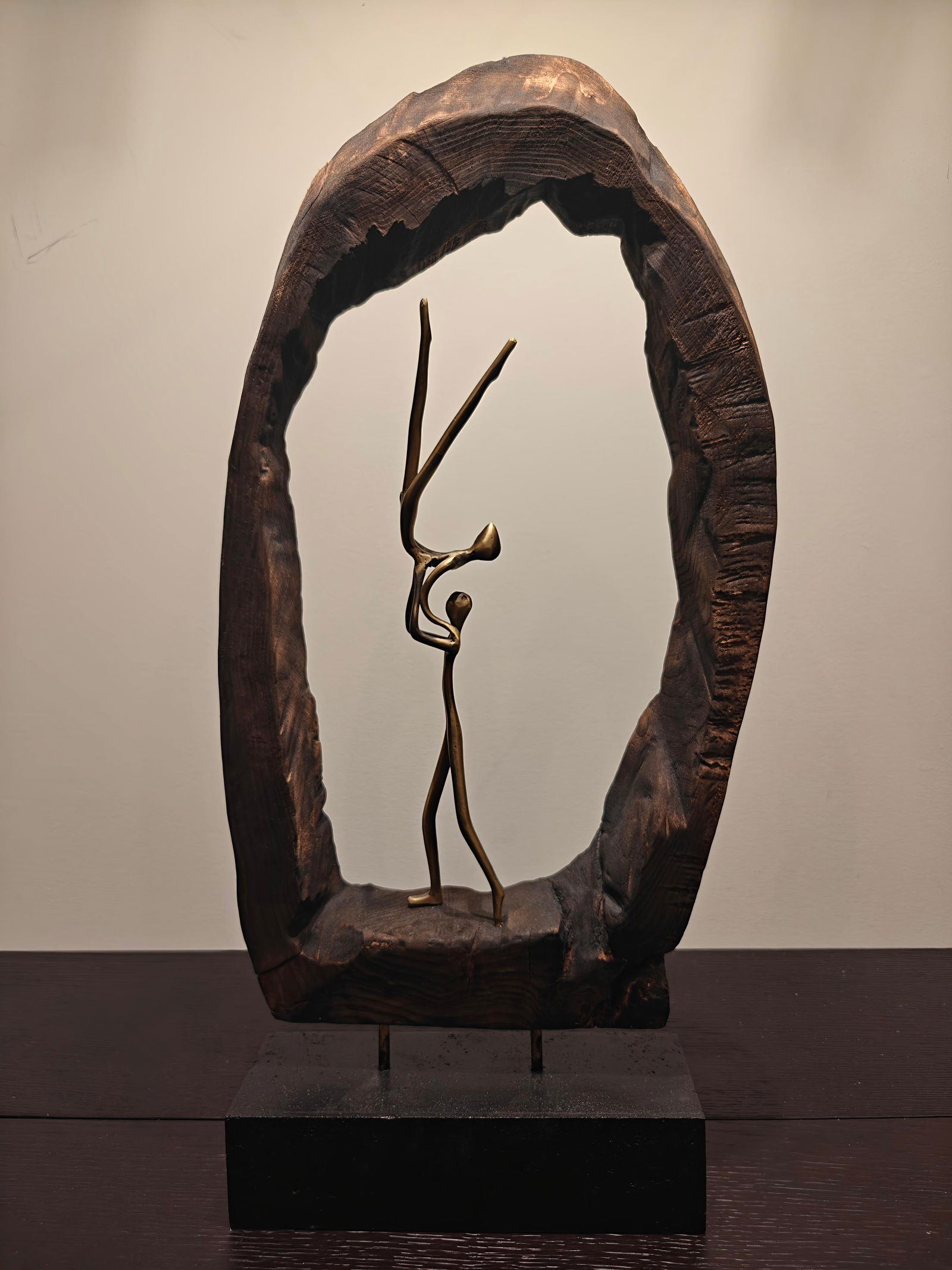 Greek Bronze & Wood Couple Dancing Sculpture (1 of 5)