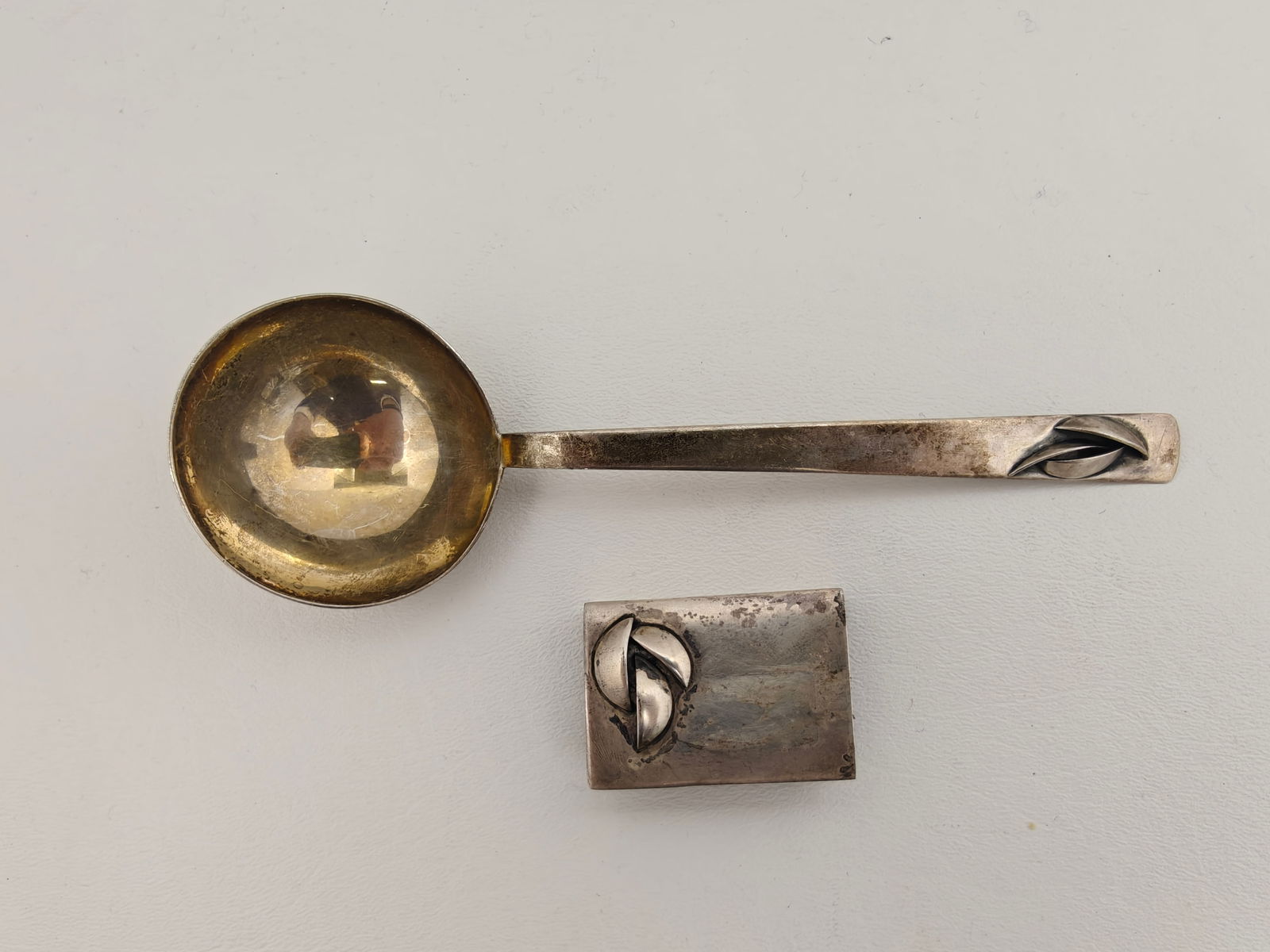 Sterling Spoon and Napier Sterling Matchbox Holder (1 of 5)