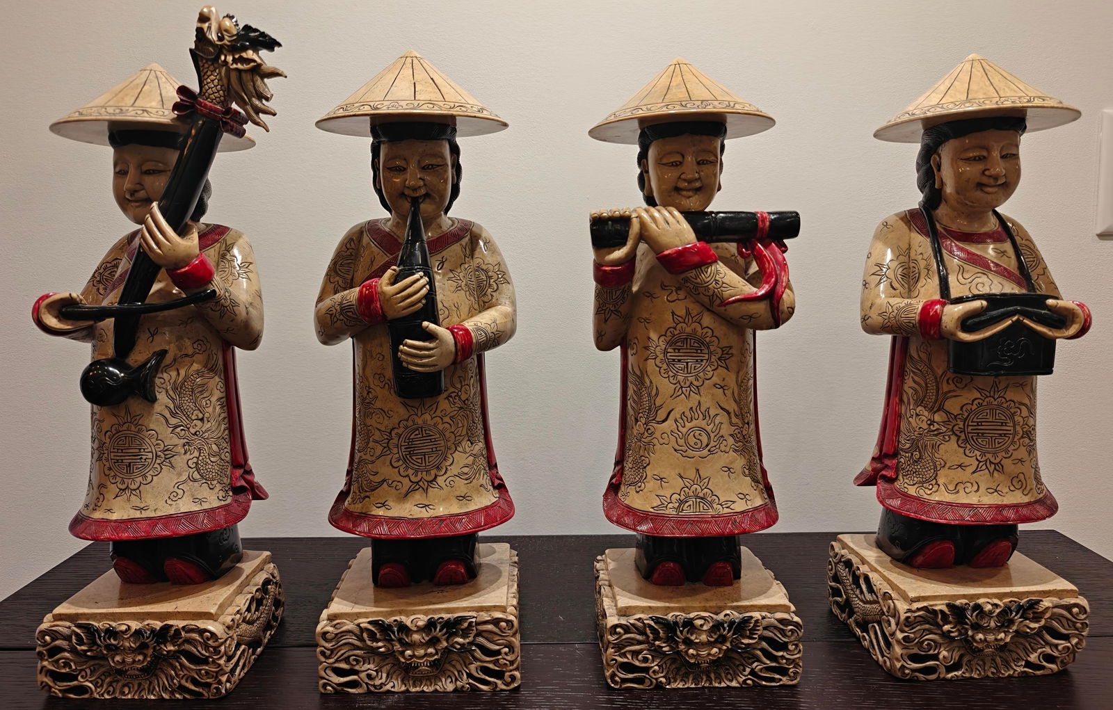Set of 4 Large Carved Stone Vietnamese Figurines (1 of 16)