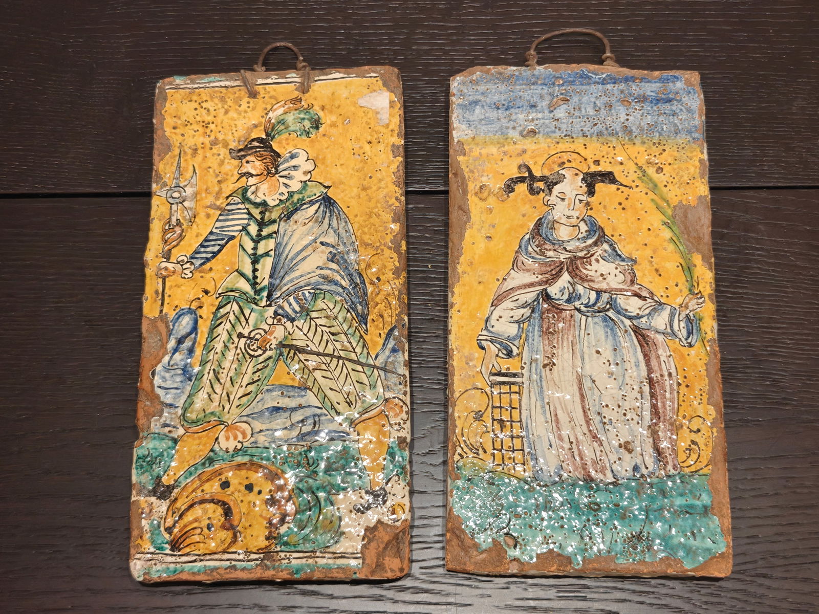Pair of 18th Century European Maiolica Wall Plaques (1 of 3)