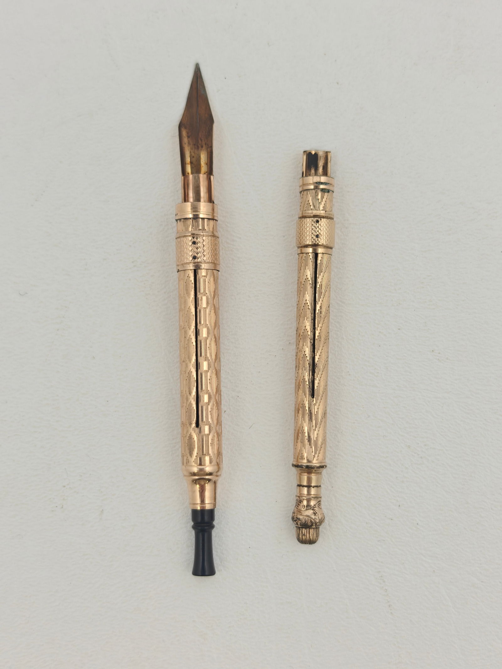 2 Antique Gold Filled Retractable Fountain Pens – John Holland & Unmarked (1 of 7)