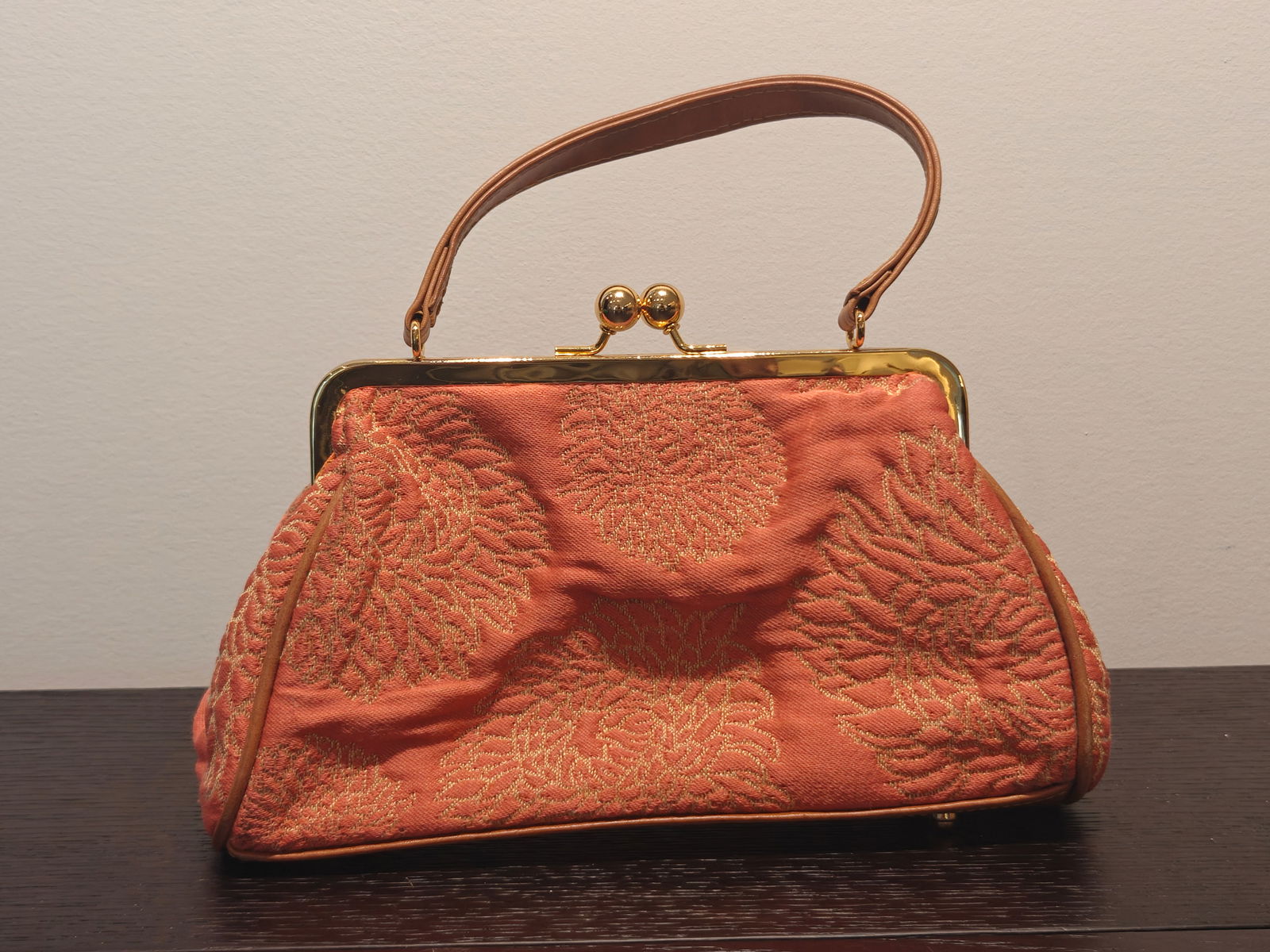 Glenda Gies Sophia Handbag in Orange Brocade (1 of 5)