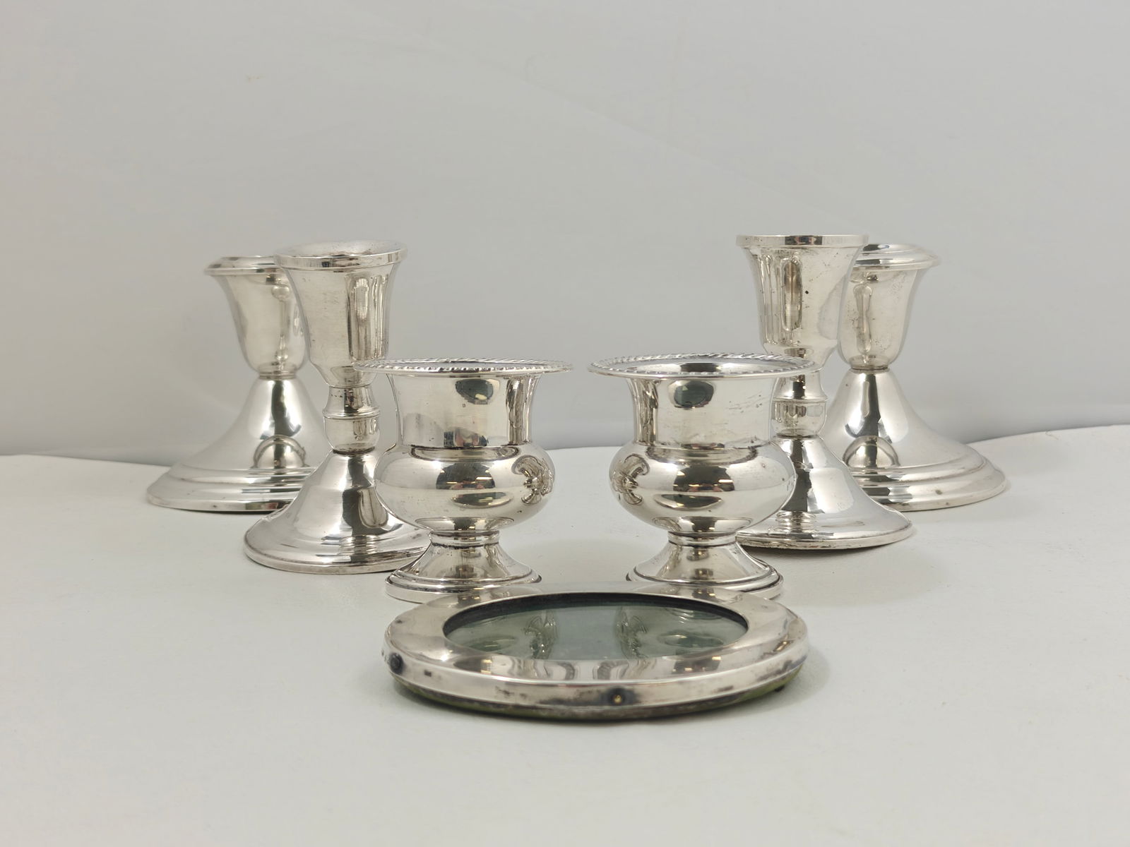 Assorted Sterling Silver Weighted Candlesticks, Compotes, and Frame (1 of 9)