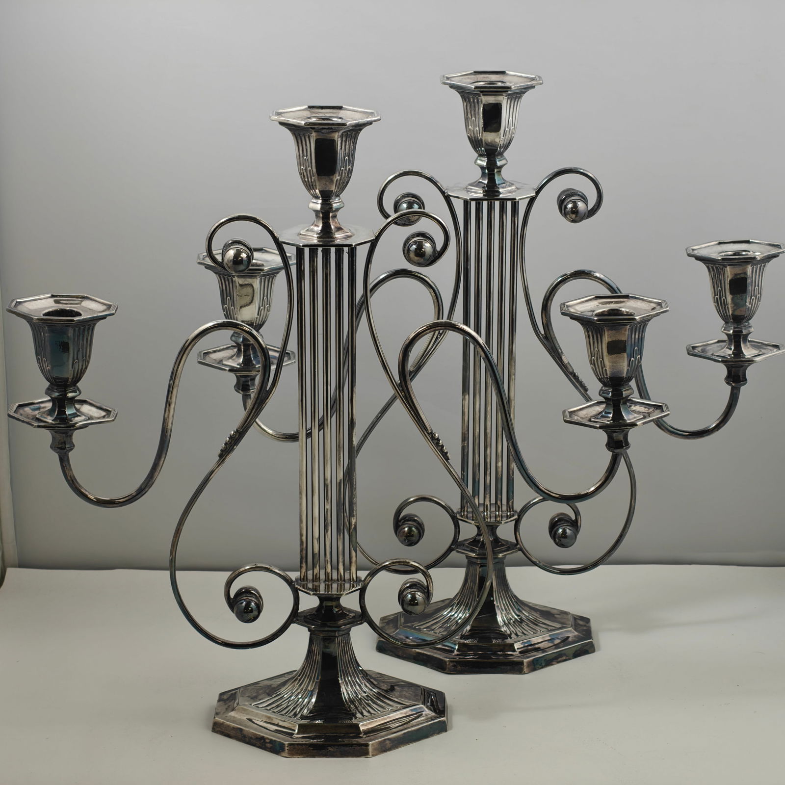 Pair of Reed & Barton Silverplate Three-Light Candelabras (1 of 12)