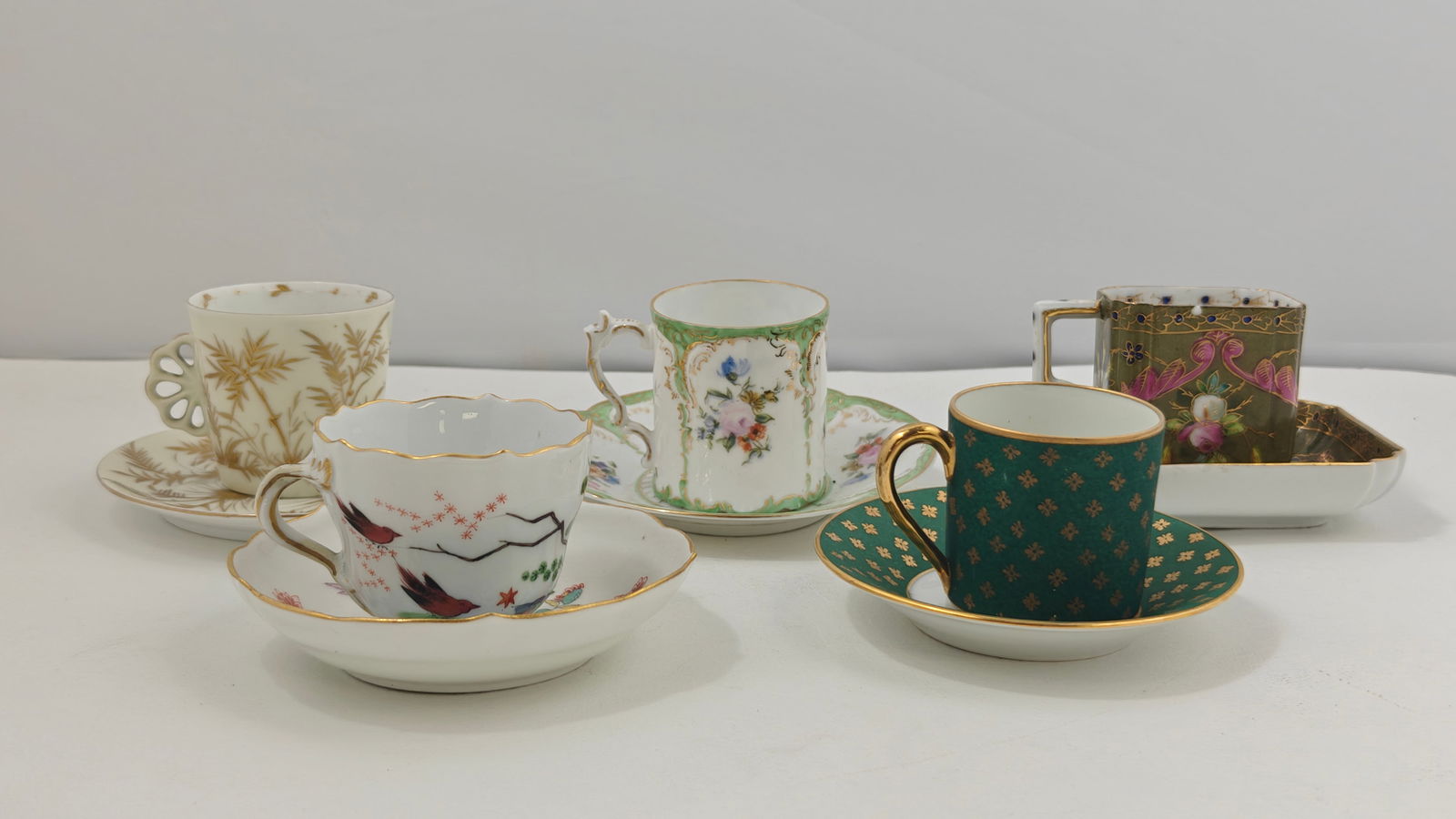 Collection of Five Demitasse Cups and Saucers - Limoges, Royal Vienna, Meissen, and Rosenthal (1 of 17)