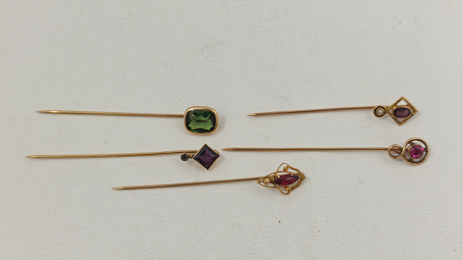 Collection of Five Gold Stick Pins (1 of 9)
