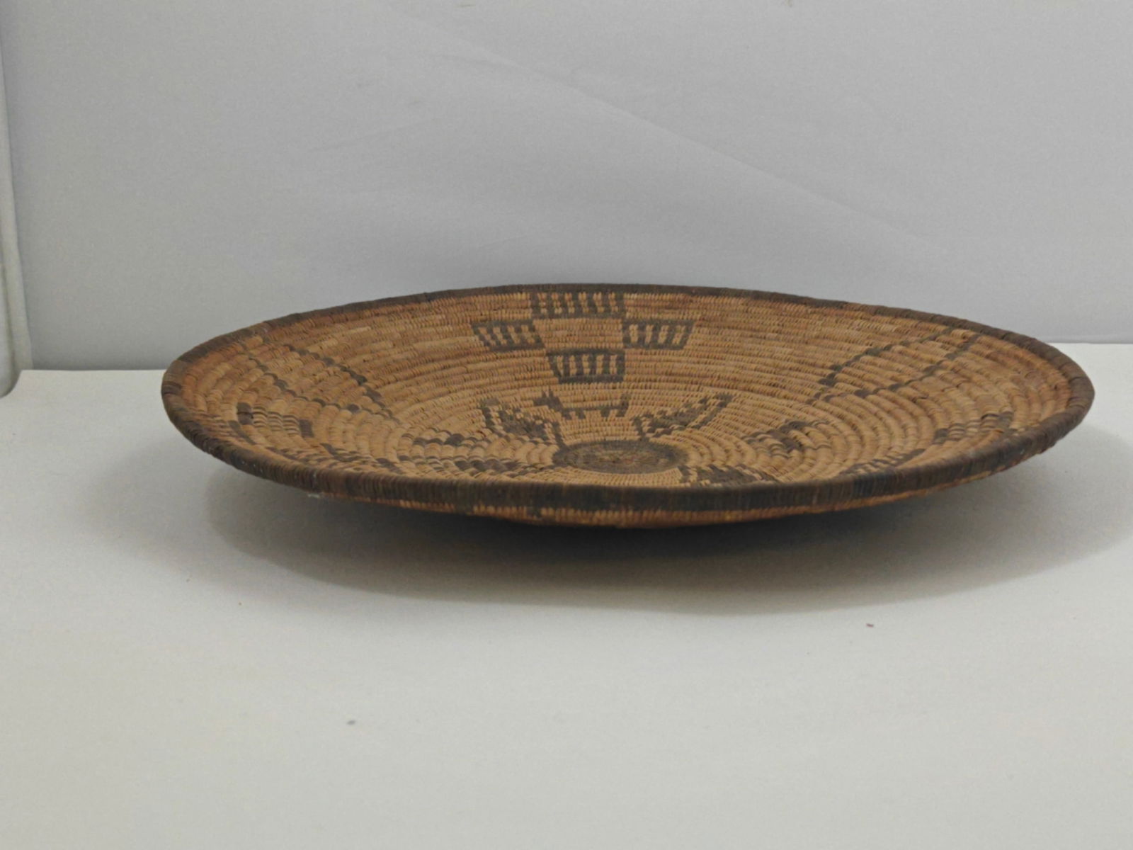 Antique Native American Coiled Basket Tray, Possibly Apache - 2