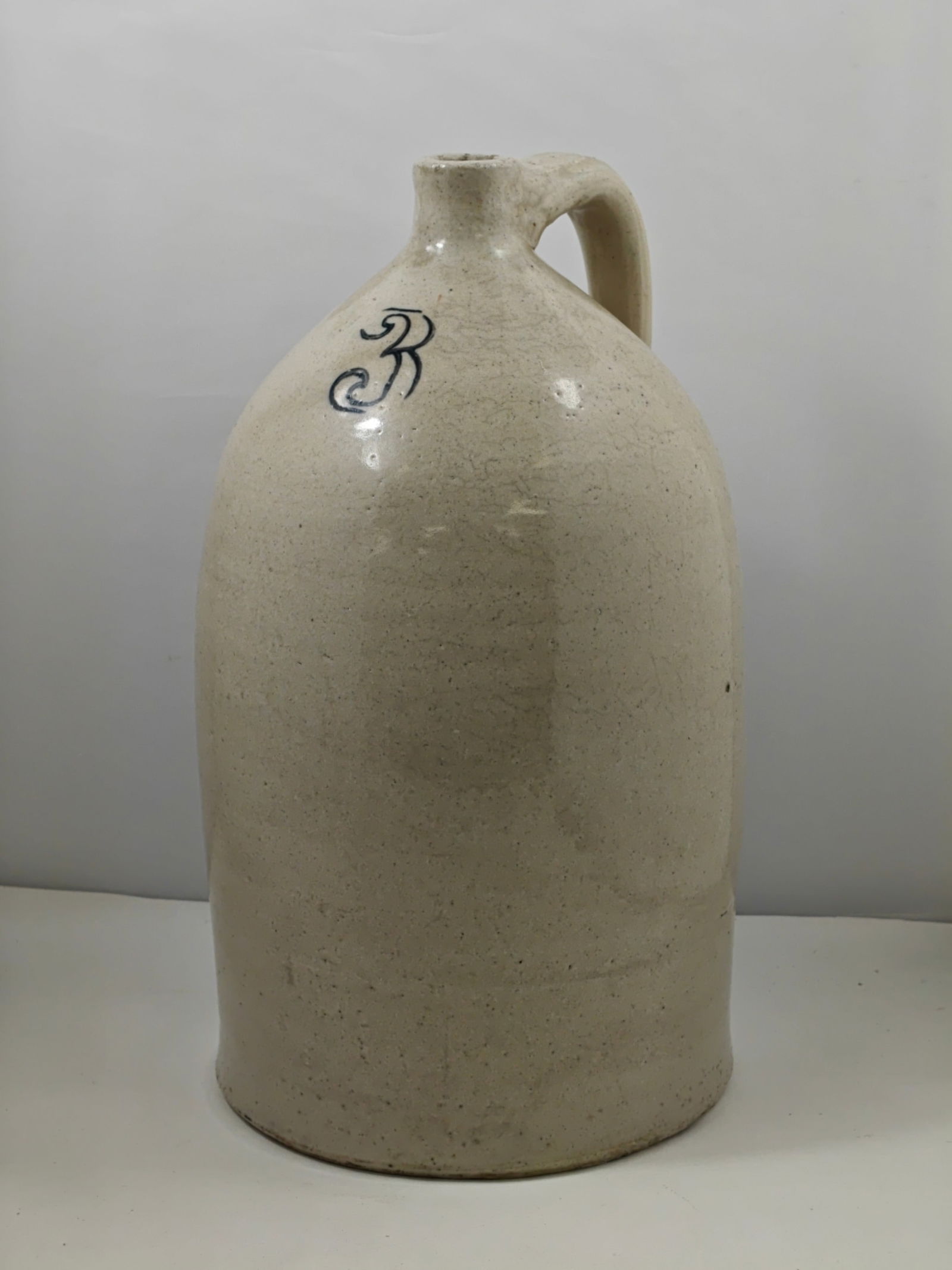 Antique American Salt-Glazed Stoneware Three-Gallon Jug with Cobalt “3 (1 of 5)