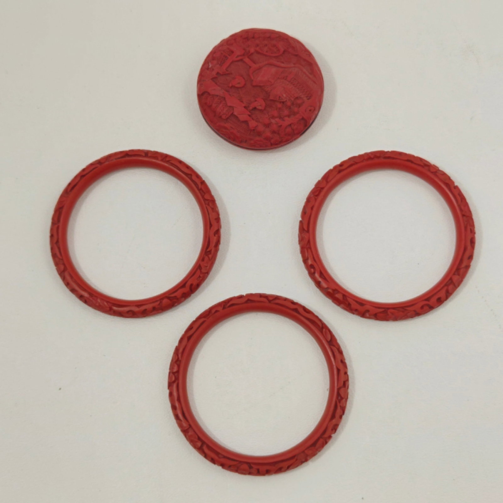 Cinnabar Bangle Bracelets and Box (1 of 6)