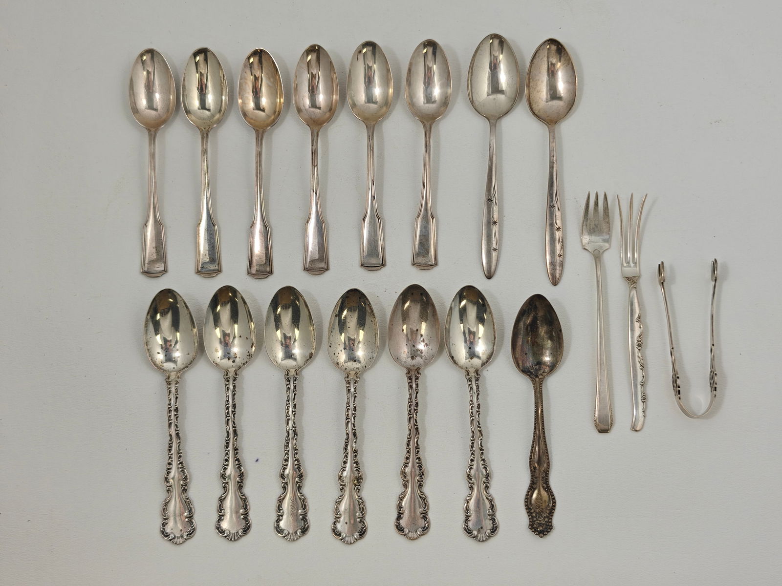 Assorted Sterling Silver Flatware Group (Teaspoons, Forks & Sugar Tongs) (1 of 14)