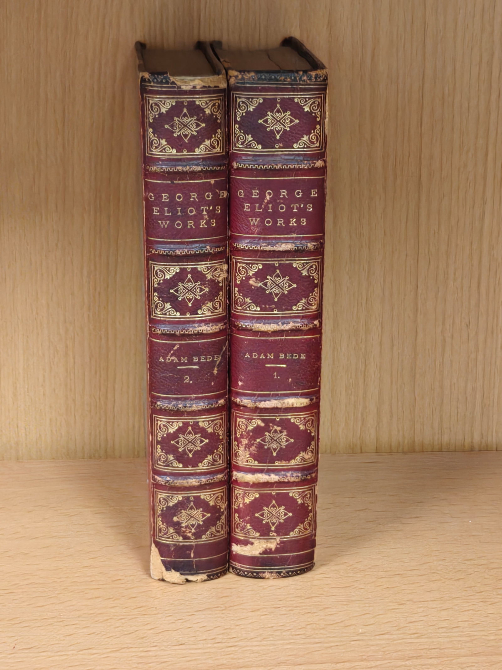 Two-Volume George Eliot "Adam Bede" Leather Bound Set, William Blackwood (1 of 6)
