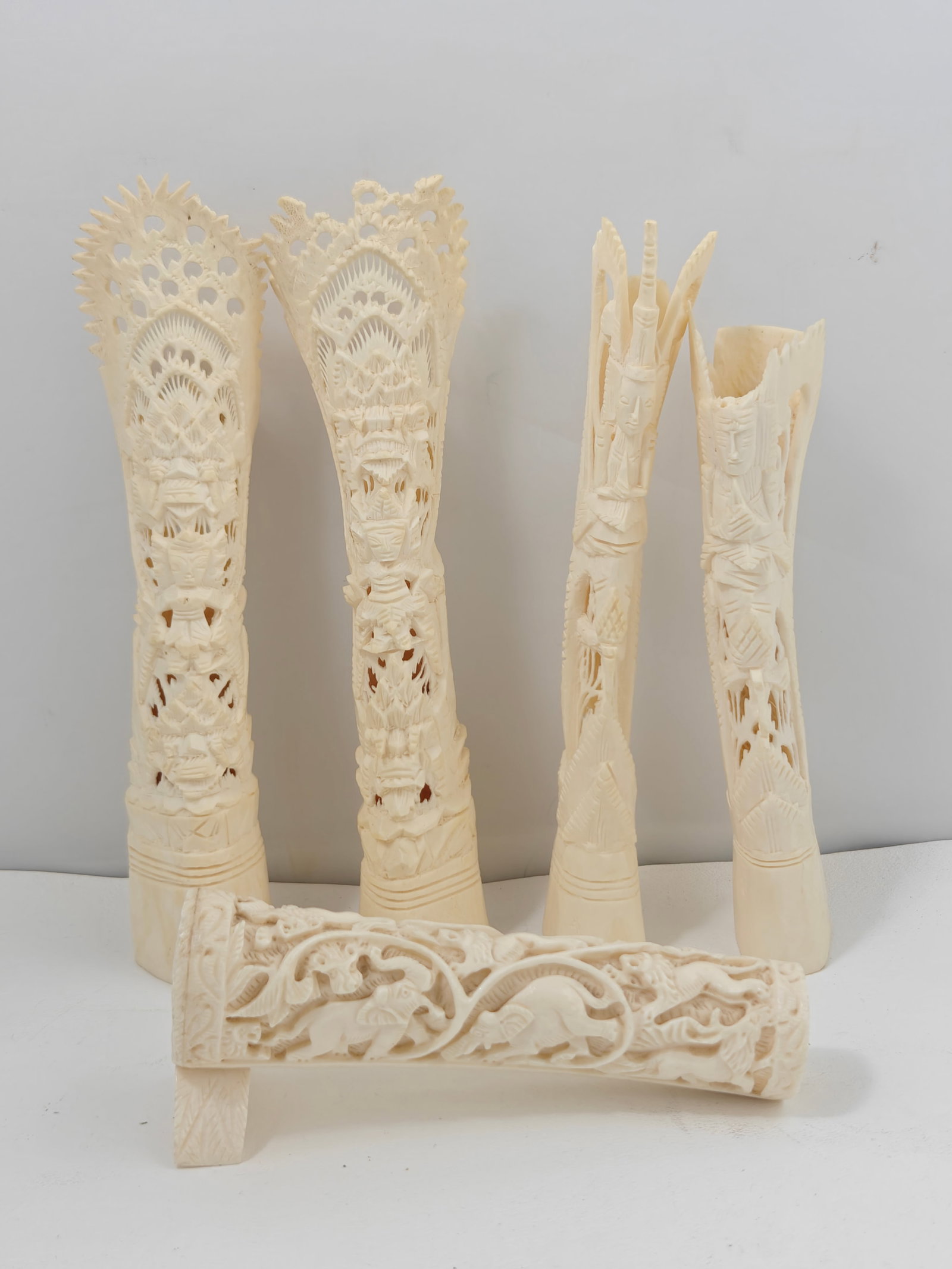 Group of 5 Hand-Carved Balinese Bone Sculptures & Totem Figures (1 of 4)