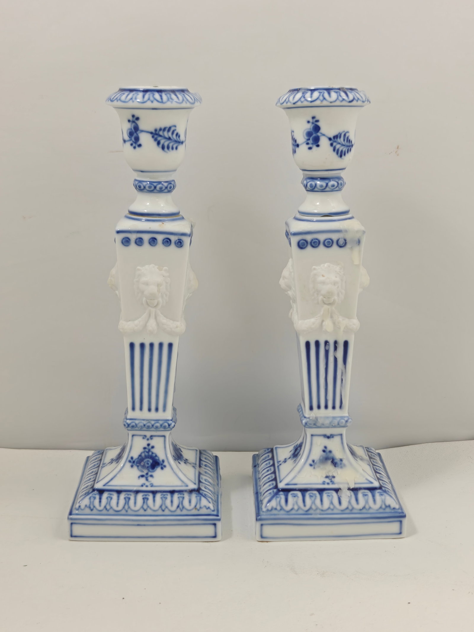 Pair of Royal Copenhagen Blue Fluted Porcelain Candlesticks (1 of 3)