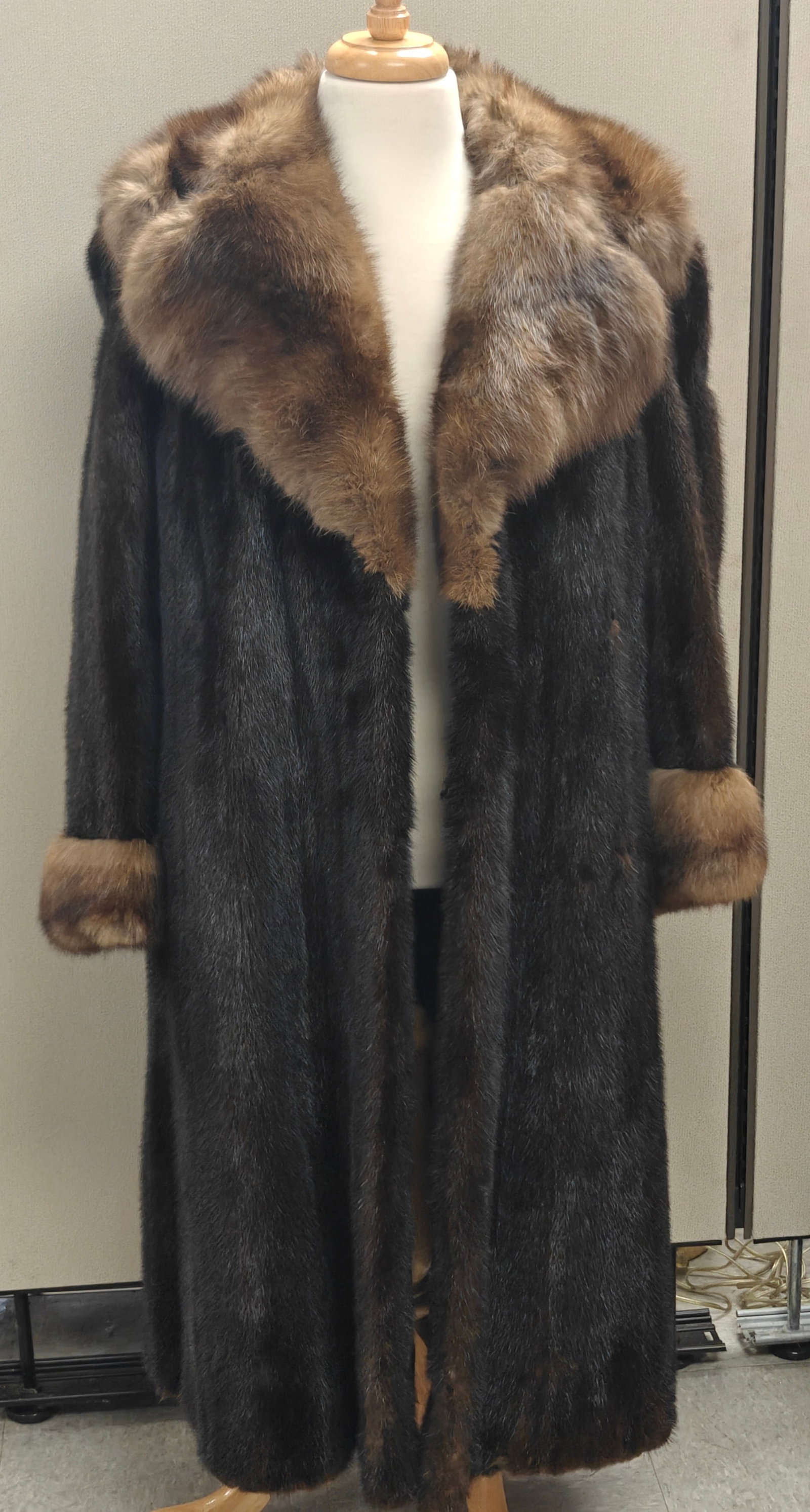 Vintage Brown Mink Coat with Sable Fur Collar & Cuffs (1 of 7)