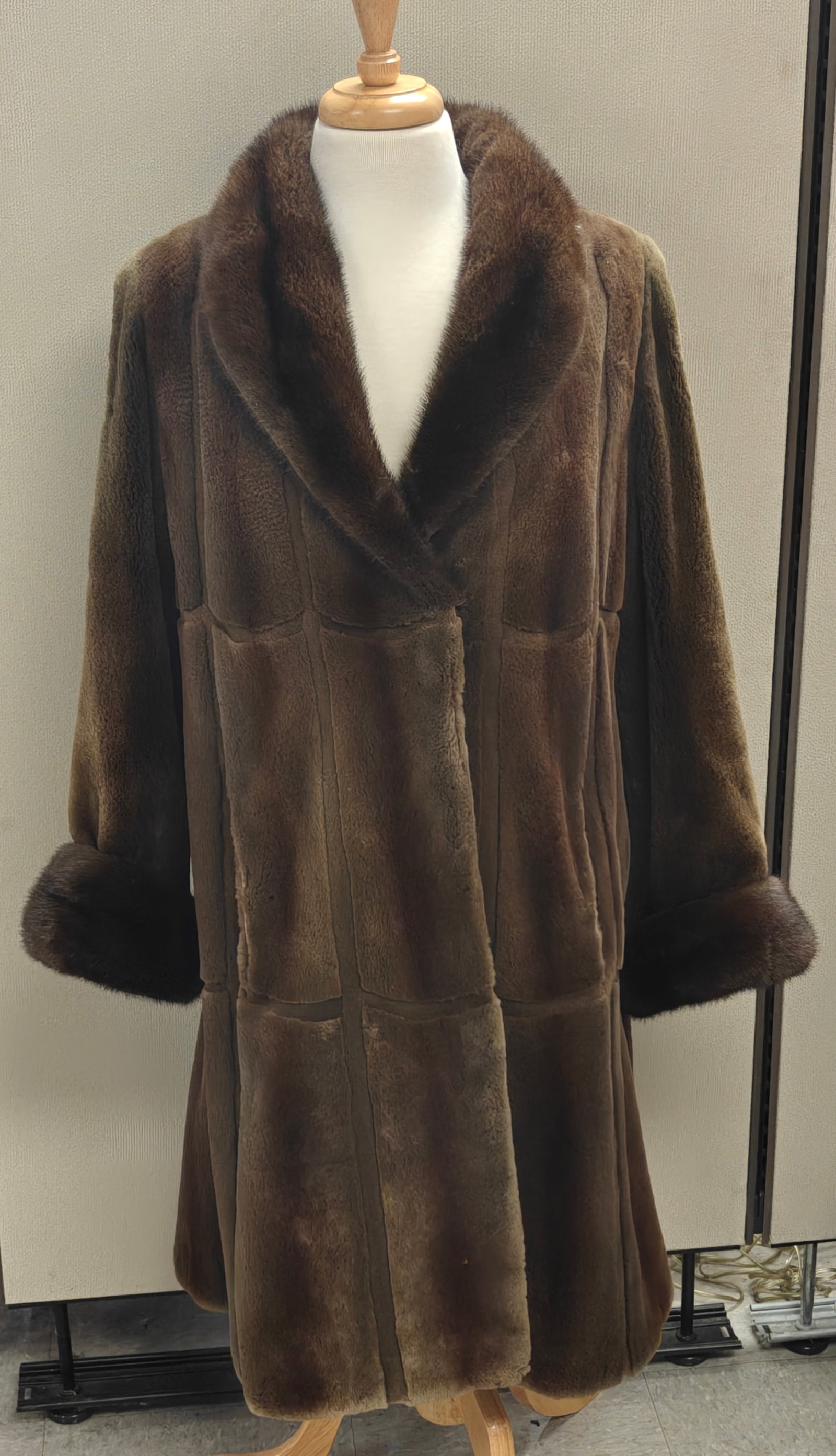 Vintage Brown Sheared Beaver Coat with Mink Collar & Cuffs (1 of 7)