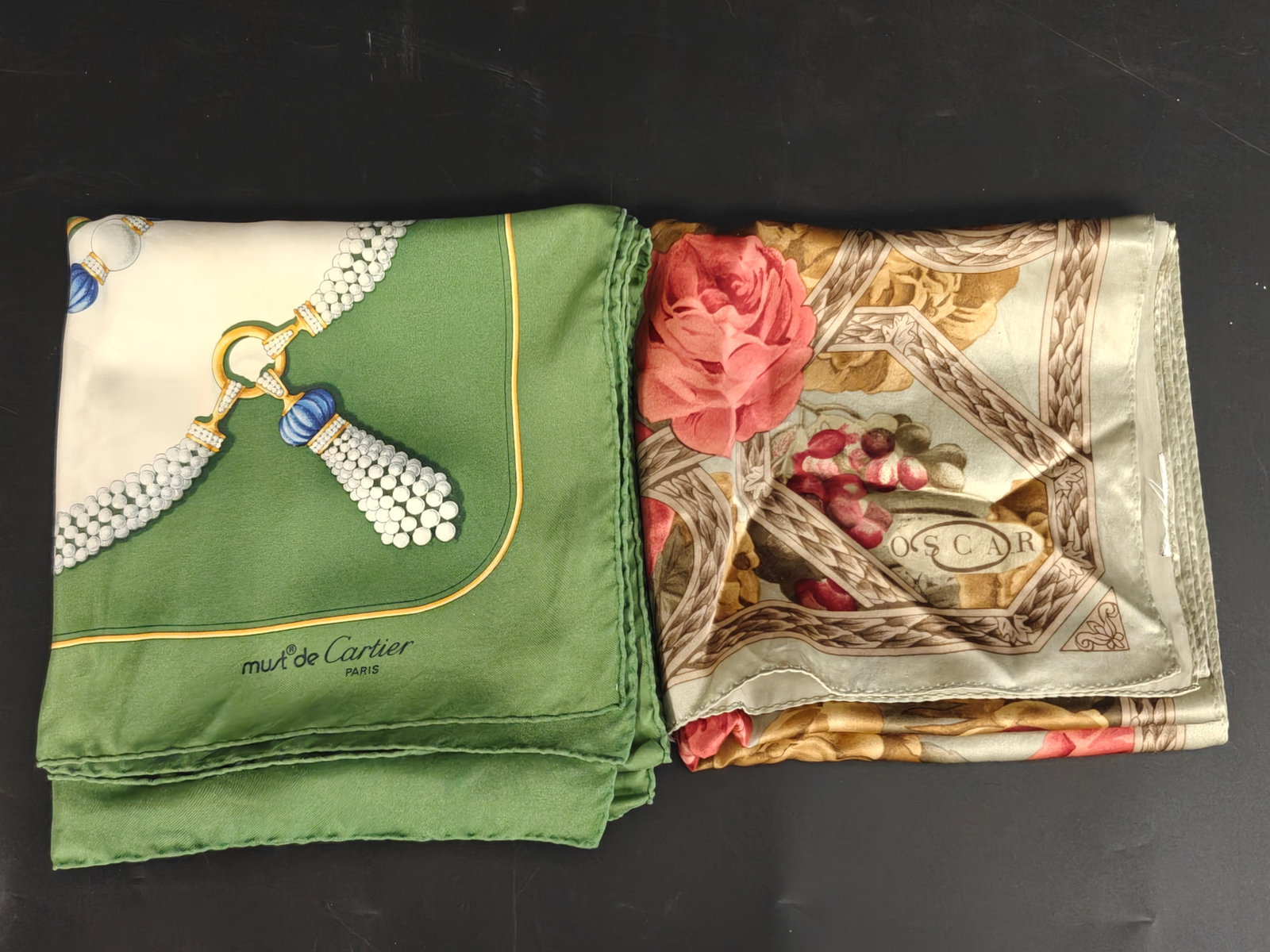 Oscar de la Renta Floral Silk Scarf; Together with Must de Cartier Paris Silk Scarf (1 of 4)