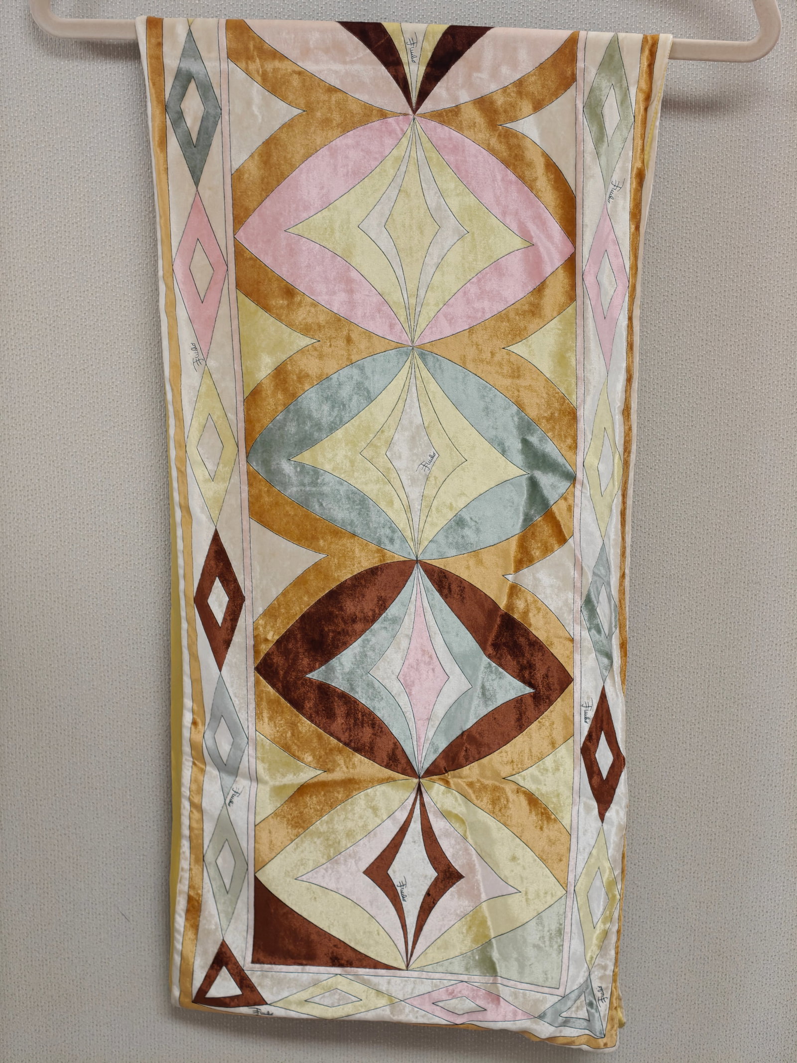 Emilio Pucci Geometric Velvet Devoré Oblong Scarf (1 of 8)