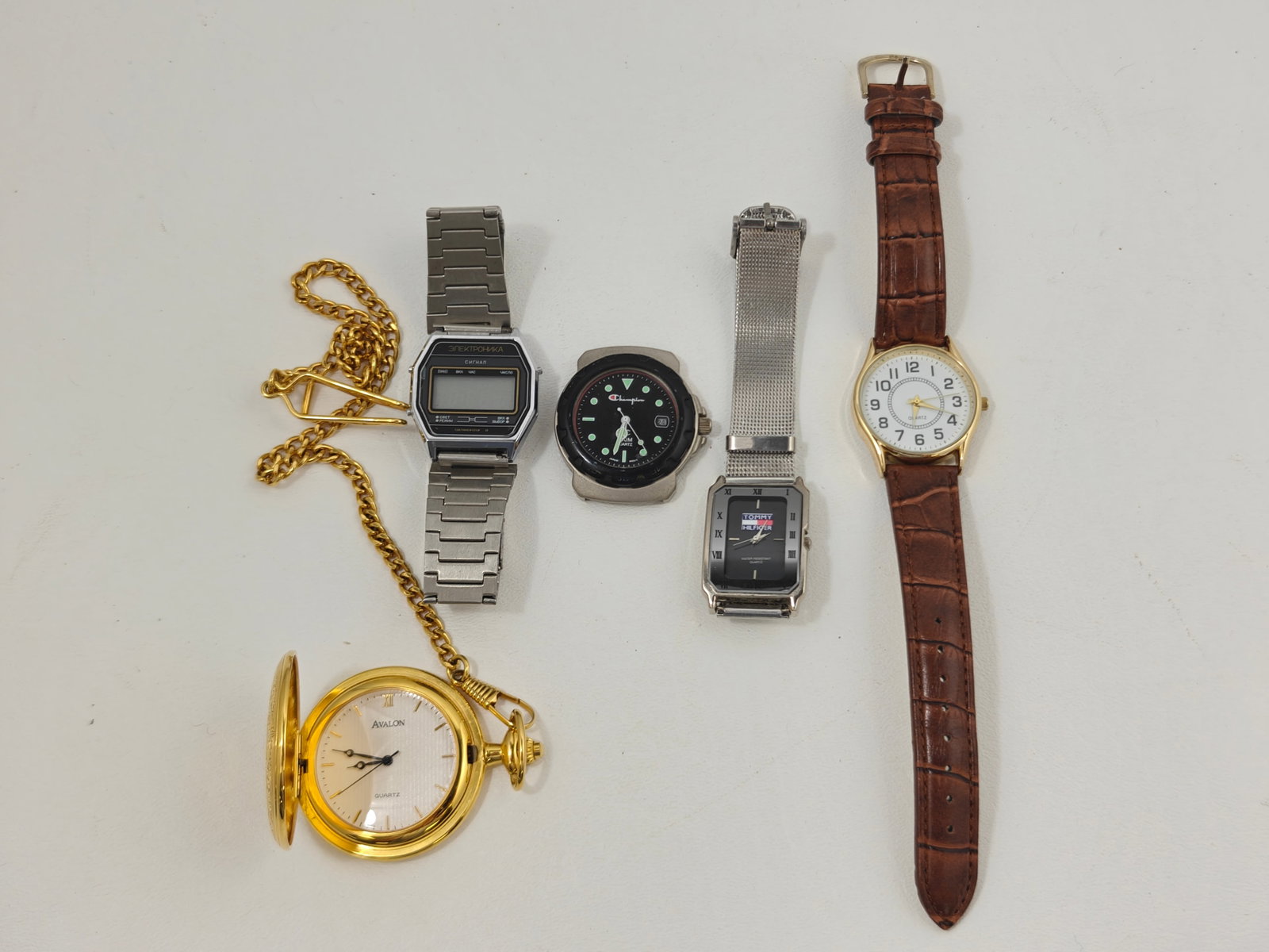 Group of Five Vintage Quartz Watches Including Elektronika (1 of 9)
