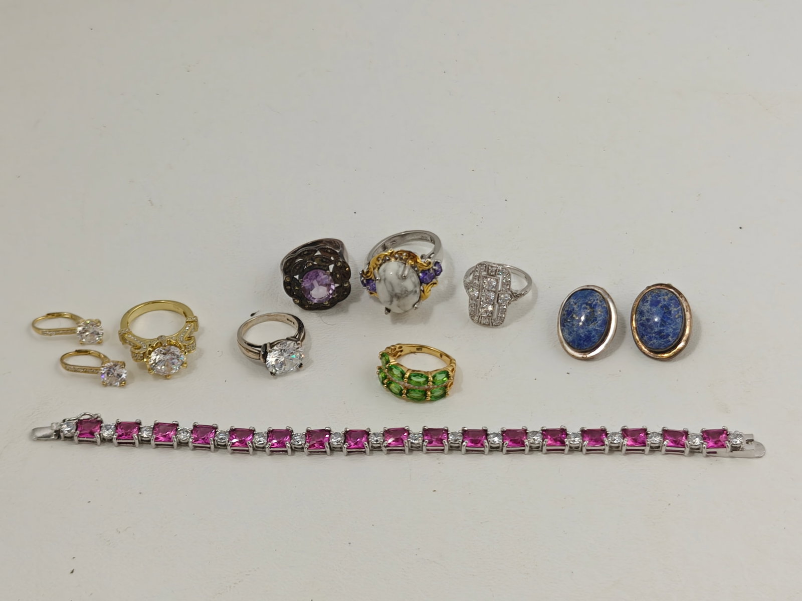 Assorted Sterling Silver Jewelry Group with Moissanite, Crystal & Lapis (1 of 7)