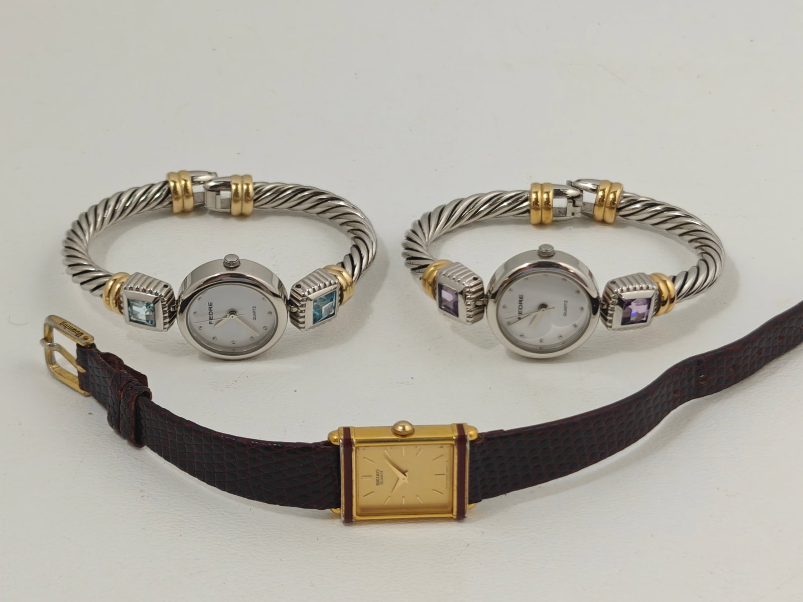 Seiko Tank Watch & Two Pedre Bangle Quartz Watches (1 of 7)