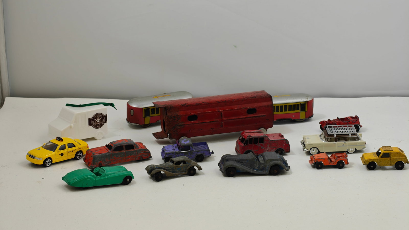Vintage Cast Iron & Die-Cast Toy Vehicle Collection Including Tootsietoy, Lesney & Tin Trolley (1 of 8)