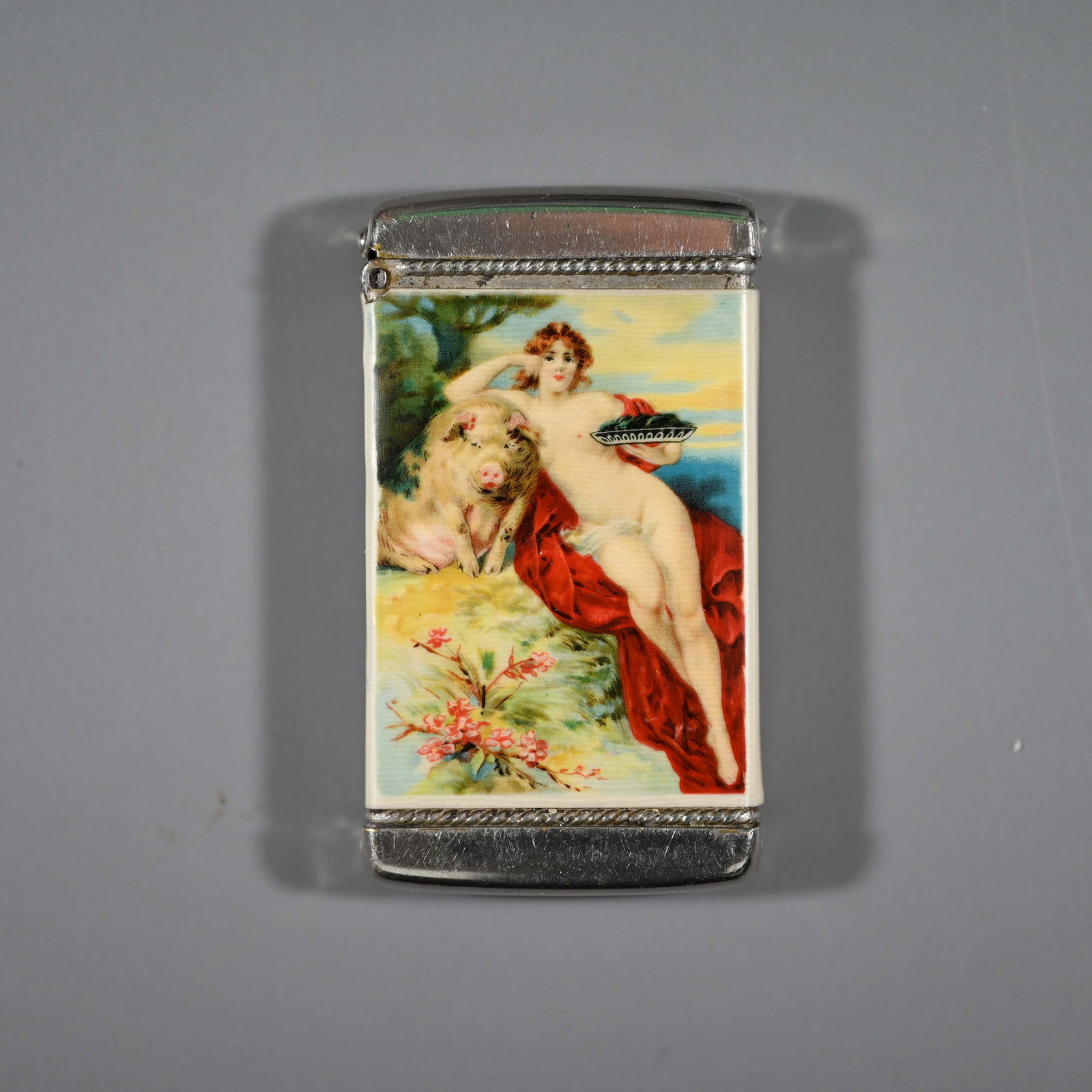 Whitehead and Hoag Pretty Girl Celluloid Match Safe Vesta (1 of 2)